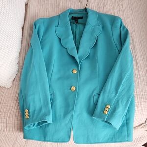 Escada Turquoise Blazer with Gold Accents